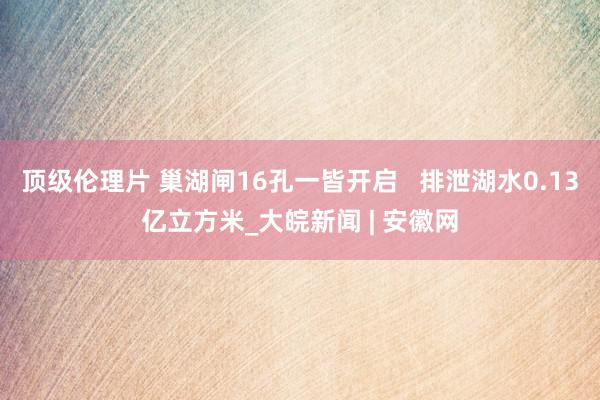 顶级伦理片 巢湖闸16孔一皆开启   排泄湖水0.13亿立方米_大皖新闻 | 安徽网