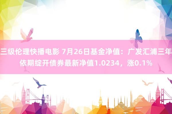 三级伦理快播电影 7月26日基金净值：广发汇浦三年依期绽开债券最新净值1.0234，涨0.1%