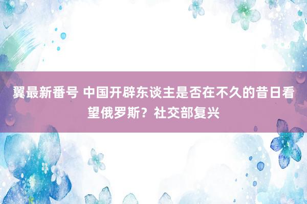 翼最新番号 中国开辟东谈主是否在不久的昔日看望俄罗斯？社交部复兴