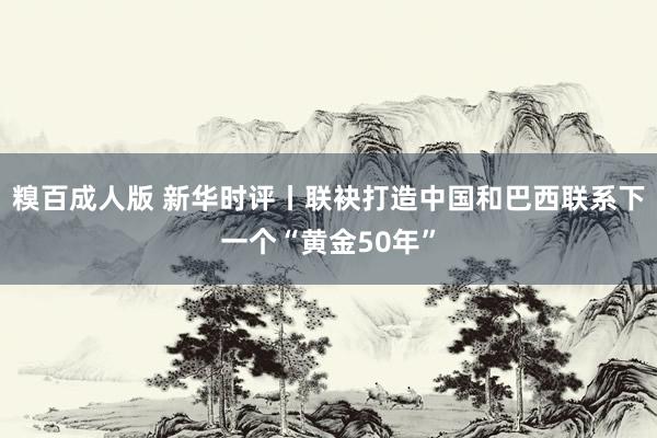 糗百成人版 新华时评丨联袂打造中国和巴西联系下一个“黄金50年”